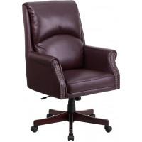 Flash Furniture BT-9025H-2-BY-GG High Back Pillow Back Burgundy Leather Executive Swivel Office Chair
